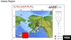 El gráfico del Servicio Geológico muestra en rojo la zona donde se produjo el terremoto y revela la intensa actividad sísmica de los últimos días.