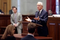 FILE - Dr. William Schaffner, a professor of preventive medicine at Vanderbilt University Medical Center, speaks to members of the Tennessee House of Representatives about the coronavirus, March 16, 2020, in Nashville, Tennessee.