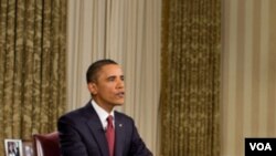Presiden Amerika Barack Obama di Ruang Oval, Gedung Putih, saat menyampaikan pidatonya mengenai berakhirnya misi tempur di Irak.