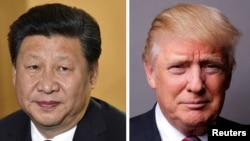 中国国家主席习近平(左)以及美国总统川普