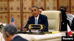 President Barack Obama speaks at the 2nd ASEAN-U.S. Summit in Naypyitaw, Myanmar, Nov. 13, 2014.
