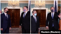 AS, Washington, Mike Pompeo dengan menteri luar negeri Armenia dan Azerbaijan. (Foto: Reuters)