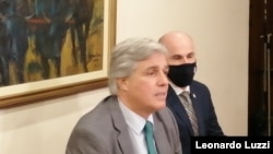 Francisco Bustillo, ministro de Relaciones Exteriores de Uruguay, presentó sus lineamientos para la cancillería el 20 de julio de 2020. [Foto: Leonardo Luzzi, VOA]