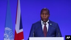 Le président de la République centrafricaine, Faustin-Archange Touadera, lors de la Conférence des Nations Unies sur le changement climatique COP26 à Glasgow, en Écosse, le 1er novembre 2021.