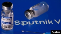 FILE PHOTO: File labelled "Sputnik V coronavirus disease (COVID-19) vaccine", March 24, 2021.