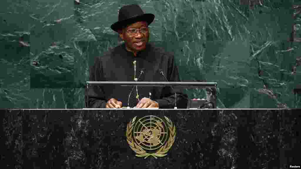 Shugaban kasar Najeriya Goodluck Jonathan yayi jawabi ga bangaren tsaro na Majalisar Dinkin Duniya a zama na sittin da tara na babban taron Majalisar Dinkin Duniya, Satumba 24, 2014