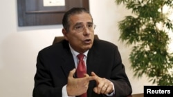 Ramon Fonseca, founding partner of law firm Mossack Fonseca, gestures during an interview with Reuters at his office in Panama City, April 5, 2016. (REUTERS/Carlos Jasso )