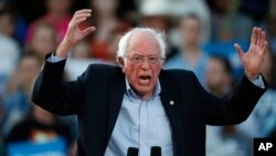 FILE - Democratic presidential candidate Senator Bernie Sanders speaks at a campaign rally in Denver, Colorado, Sept. 9, 2019. 