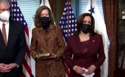 La vicepresidenta de EE. UU., Kamala Harris, condenó el martes 23 de marzo de 2021 el tiroteo que costó la vida a 10 personas en Colorado. [Foto: Captura de pantalla video Reuters]