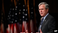 FILE - Former Florida Gov. Jeb Bush speaks during a Faith and Family Presidential Forum at Bob Jones University in Greenville, S.C., Feb. 12, 2016.