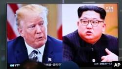 美國總統川普（左）與北韓領導人金正恩（右）