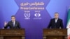 Iran's head of the Atomic Energy Organisation Mohammad Eslami (R) and the United Nations nuclear chief Rafael Grossi give a joint press conference in Tehran on November 14, 2024.