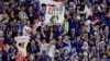 Japan fans at the end of their group H match between Japan and Senegal at the 2018 soccer World Cup at the Yekaterinburg Arena in Yekaterinburg, Russia, Sunday, June 24, 2018. (AP Photo/Mark Baker)
