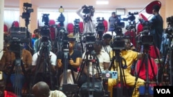 Journalistes sénégalais lors d'une conférence de presse, Dakar, le 10 février 2025.