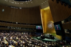 President Donald Trump delivers remarks to the 74th session of the United Nations General Assembly, Sept. 24, 2019, in New York.