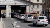 A convoy of inspectors from the Organization for the Prohibition of Chemical Weapons prepares cross into Syria at the Lebanese border crossing point of Masnaa, Oct. 1, 2013.