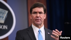 FILE - U.S. Defense Secretary Mark Esper.