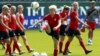 Megan Rapinoe en un entrenamiento del Equipo Nacional Femenino en Portland, Oregón. 