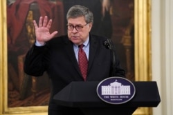 Attorney General William Barr speaks during an event on "Operation Legend: Combatting Violent Crime in American Cities," in the East Room of the White House, Wednesday, July 22, 2020, in Washington. (AP Photo/Evan Vucci)