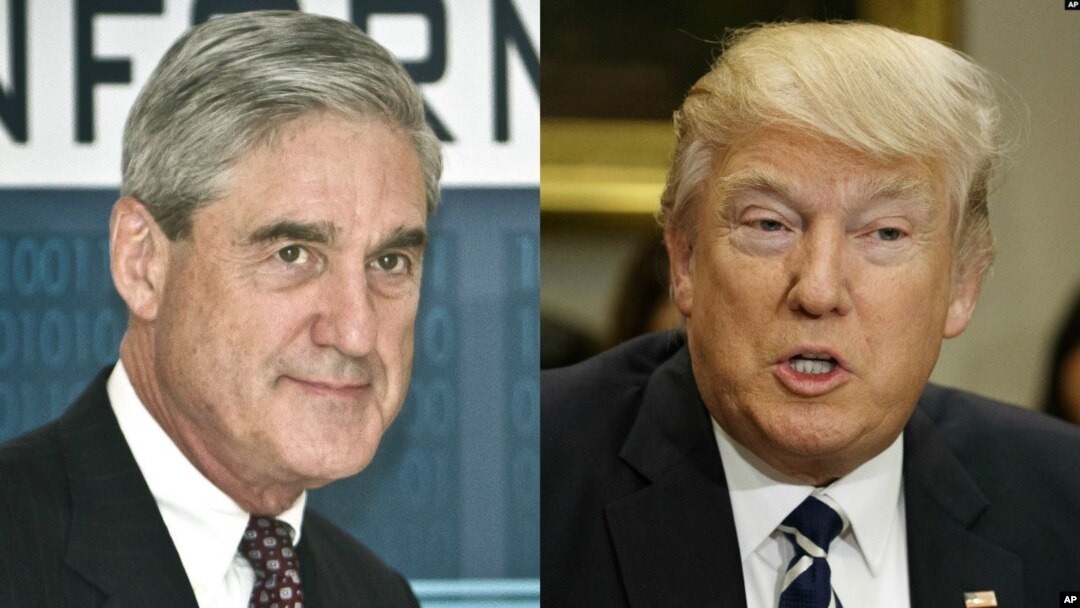 အထူးစစ်ဆေးရေးမှူး Robert Mueller နှင့် အမေရိကန်သမ္မတ Donald Trump 