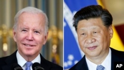 资料照：美国总统拜登（左）与中国领导人习近平