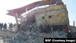 The ruins of a hospital in Idlib province in northern Syria are seen in this image provided by Doctors Without Borders Feb. 15, 2016.