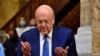 Lebanon's Prime Minister-designate Najib Mikati attends Friday prayers before meeting with Lebanon's President Michel Aoun, at a mosque in Beirut, Sept. 10, 2021. (Dalati Nohra/Handout via Reuters) 