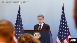 Госсекретарь Энтони Блинкен выступает на пресс-конференции в Тель-Авиве. 12 октября 2023 г.