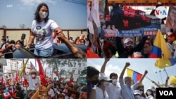 Imágenes del cierre de la campaña política en Perú y Ecuador del 8 de abril de 2020. Fotos originales AFP. 