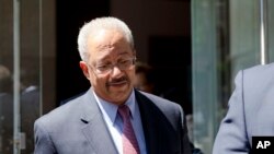 FILE - Rep. Chaka Fattah, D-Pa., exits the federal courthouse in Philadelphia, Aug. 18, 2015. Fattah has been indicted on charges he misappropriated hundreds of thousands of dollars of federal, charitable and campaign funds. 