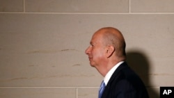 U.S. Ambassador to the European Union Gordon Sondland walks to a secure area of the Capitol to testify as part of the House impeachment inquiry into President Donald Trump, Oct. 28, 2019, in Washington. 