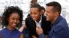 Director Yared Zeleke (R), cast members Kidist Siyum (L) and Rediat Amare pose during a photocall for the film "Lamb" in competition for the category "Un Certain Regard" at the 68th Cannes Film Festival in Cannes, southern France, May 20, 2015.