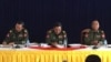 ရန်ကုန်တိုင်းစစ်ဌာနချုပ်မှာ တပ်မတော်သတင်းမှန်ပြန်ကြားရေးအဖွဲ့ရဲ့ အပစ်ရပ် ၂ လ တာကာလ သတင်းစာရှင်းလင်းပွဲ။ ဝဲမှယာ - ဗိုလ်ချုပ်ထွန်းထွန်းညီ၊ ဗိုလ်ချုပ်စိုးနိုင်ဦး၊ ဗိုလ်မှူးချုပ်ဇော်မင်းထွန်း (ဖေဖေါ်ဝါရီ ၂၃၊ ၂၀၁၉)