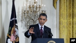 President Barack Obama during a news conference at the White House, June 29, 2011