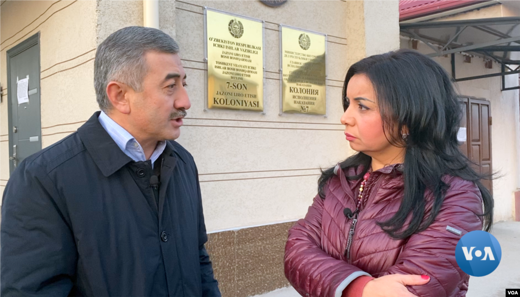 VOA's Navbahor Imamova interviews Uzbekistan's Ombudsman Ulugbek Muhammadiyev at Prison Colony Number 7, Tavaksay, Tashkent, Uzbekistan, Dec 31, 2019