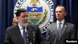 Pittsburgh Mayor Bill Peduto talks at a news conference the day after the Tree of Life synagogue shooting in Pittsburgh, Pennsylvania, October 28, 2018. 