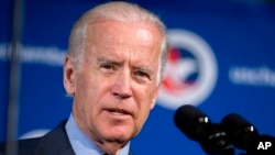 FILE - Vice President Joe Biden speaks at the first U.S.-Ukraine Business Forum co-hosted by the U.S. Chamber of Commerce and the Commerce Department, July 13, 2015, in Washington. 