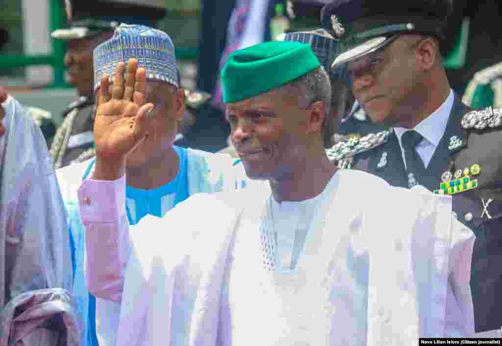 Mataimakin Shugaban Kasar Najeriya Yemi Osinbajo a Filin Eagle Square dake Abuja, Ranar Litinin 1 daga Watan Oktoba shekarar 2018.