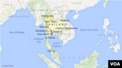 Peta wilayah Thailand.