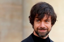 FILE - Twitter CEO Jack Dorsey leaves after his talk with French President Emmanuel Macron at the Elysee Palace in Paris, June 7, 2019.