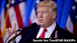 El presidente Donald Trump habló este miércoles en un acto en Washington a punto de comenzar la sesión de certificación de votos electorales en el Capitolio.