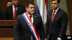 El expresidente de Paraguay Horacio Cartes durante el traspaso de poderes a su sucesor en Asunción el 15 de agosto de 2018.