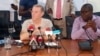 Michel Dussuyer, entraîneur français de l'équipe du Bénin, en conférence de presse à Cotonou, le 14 mars 2019. (VOA/Elisée Hounkpatin)