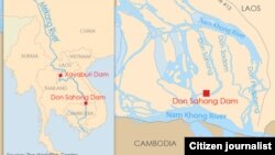 រូបភាពឯកសារ៖ ផែនទីទីតាំង​​គម្រោង​ទំនប់​វារី​អគ្គិសនី​ដនសាងហុង​។