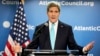 Secretary of State John Kerry speaks about climate change to the Atlantic Council in Washington, March 12, 2015.