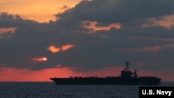 美国海军斯坦尼斯航空母舰2019年2月25号在南中国海航行