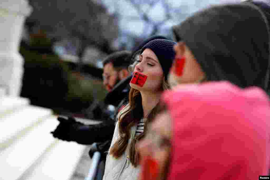 Pro-life activists gather at the Supreme Court for the National March for Life rally in Washington, Jan. 27, 2017.