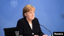 Kanselir Jerman Angela Merkel di Berlin, 5 Mei 2021. (REUTERS/Annegret Hilse)