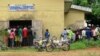 Local people standing in front of the tribunal in Ambam, during the trial of Esther, 29, and Martine, 26, accused of homosexuality, March 15, 2012.