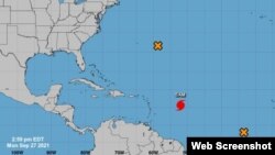 La imagen muestra la ubicación del huracán Sam, el lunes 27 de septiembre. Cortesía del CNH.